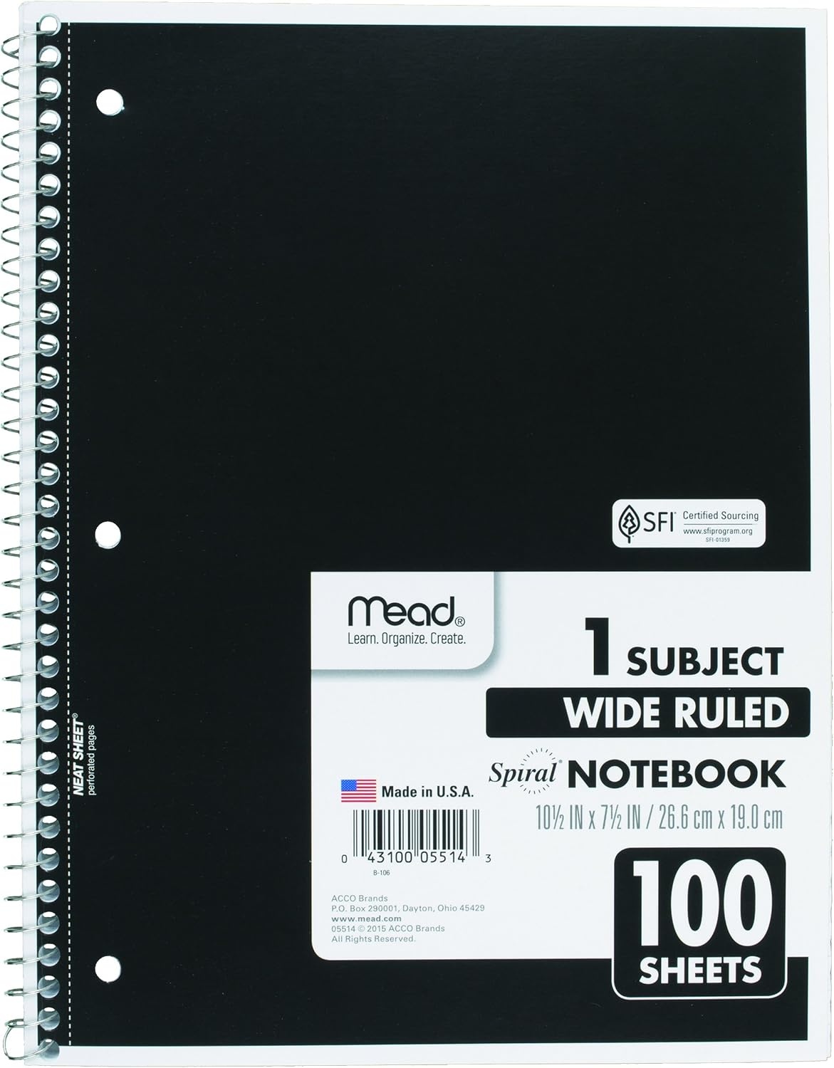 image:imageMead Spiral Notebook 4 Pack 1 Subject Wide Ruled Paper 712 x 1012 70 Sheets per Notebook Colors Will Vary 930200ECM25Color Selected For You