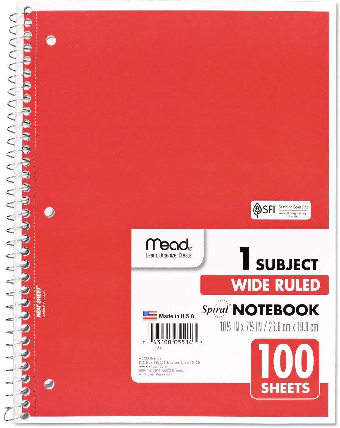 image:imageMead Spiral Notebook 4 Pack 1 Subject Wide Ruled Paper 712 x 1012 70 Sheets per Notebook Colors Will Vary 930200ECM25Color Selected For You