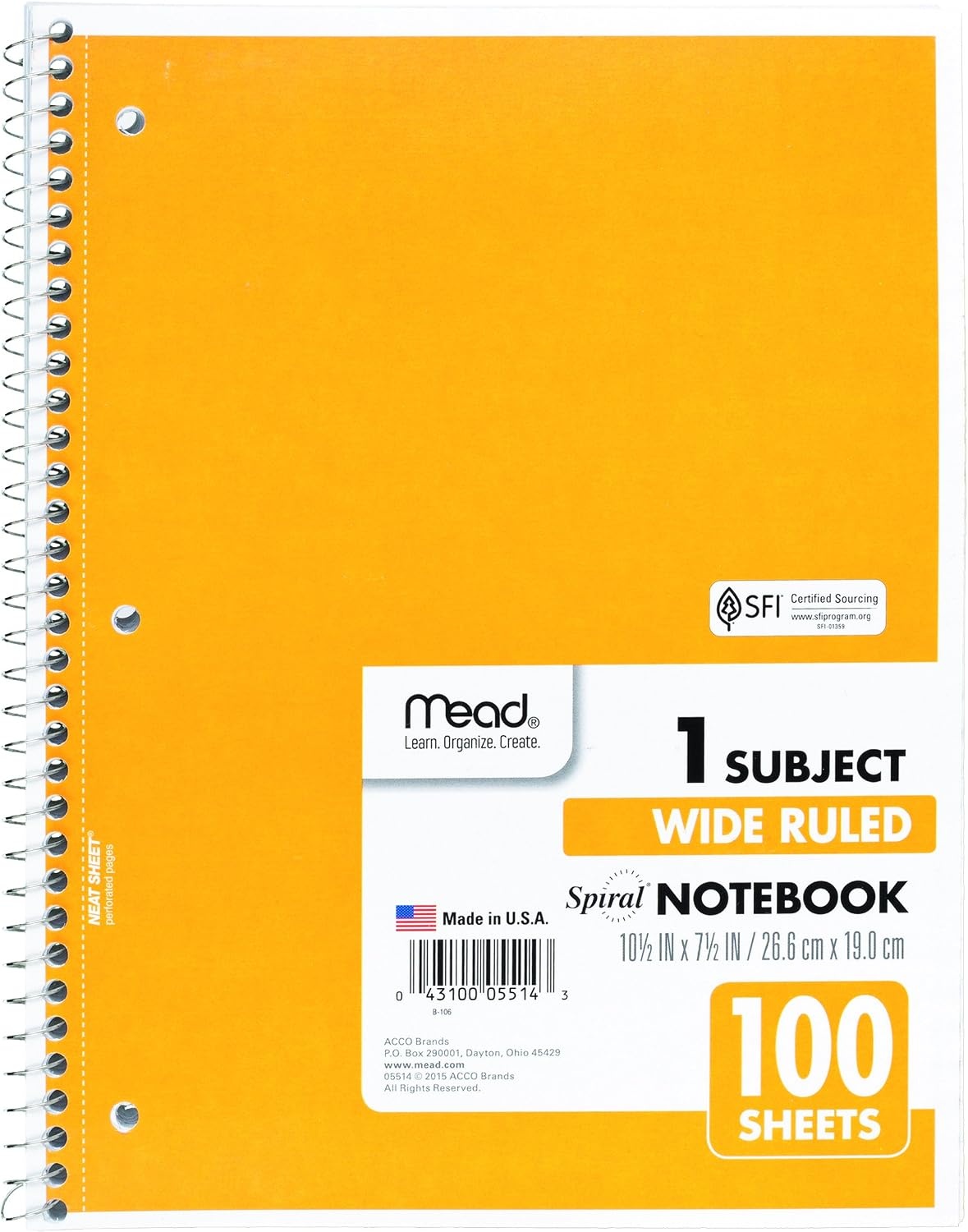 image:imageMead Spiral Notebook 4 Pack 1 Subject Wide Ruled Paper 712 x 1012 70 Sheets per Notebook Colors Will Vary 930200ECM25Color Selected For You