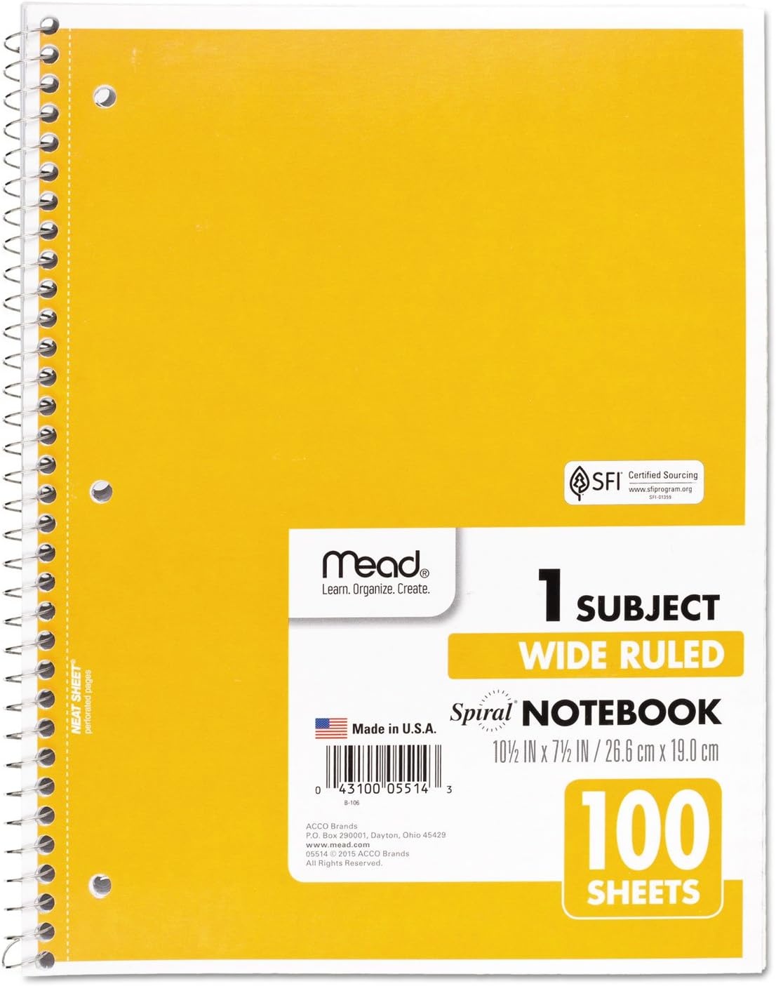 image:imageMead Spiral Notebook 4 Pack 1 Subject Wide Ruled Paper 712 x 1012 70 Sheets per Notebook Colors Will Vary 930200ECM25Color Selected For You