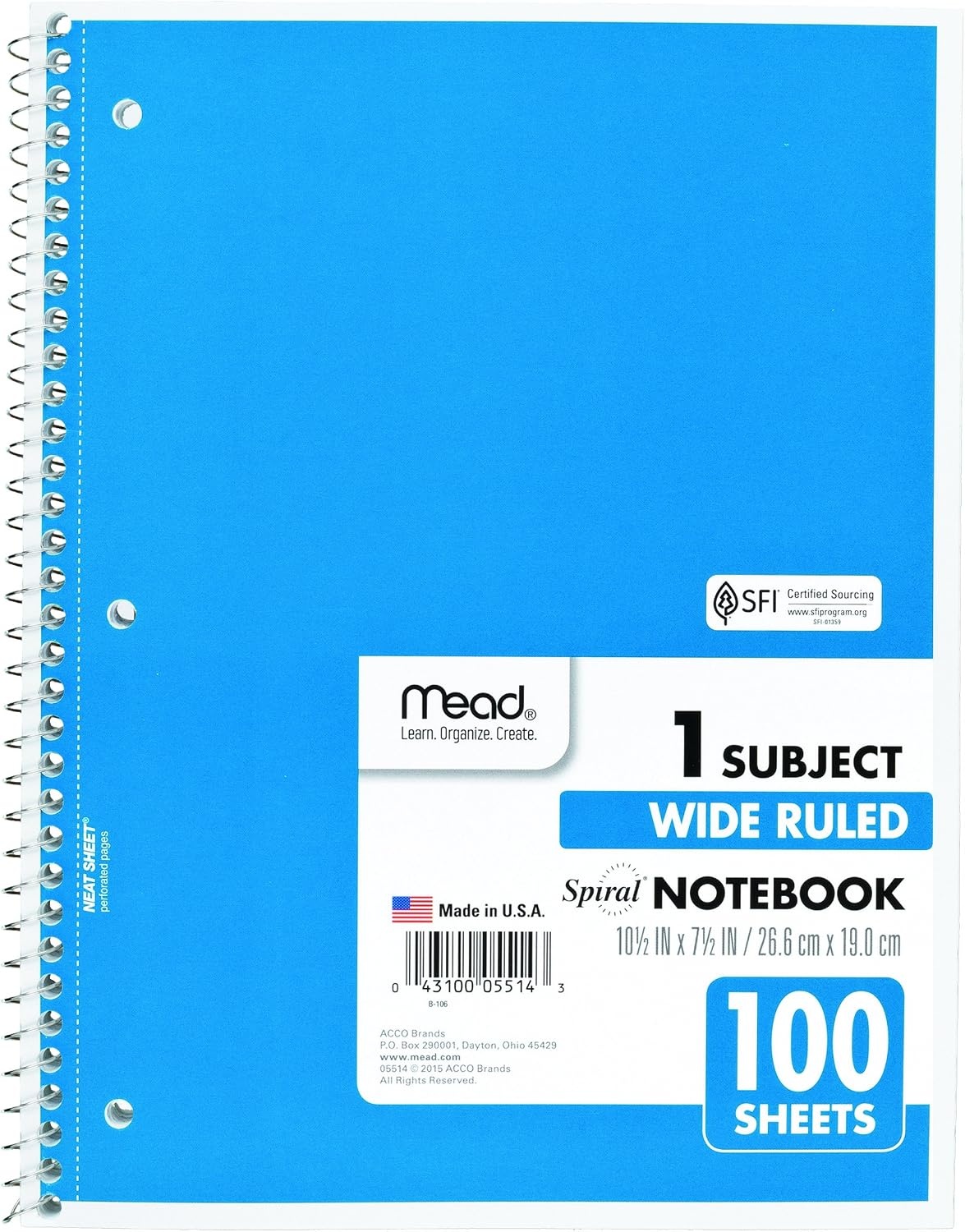 image:imageMead Spiral Notebook 4 Pack 1 Subject Wide Ruled Paper 712 x 1012 70 Sheets per Notebook Colors Will Vary 930200ECM25Color Selected For You