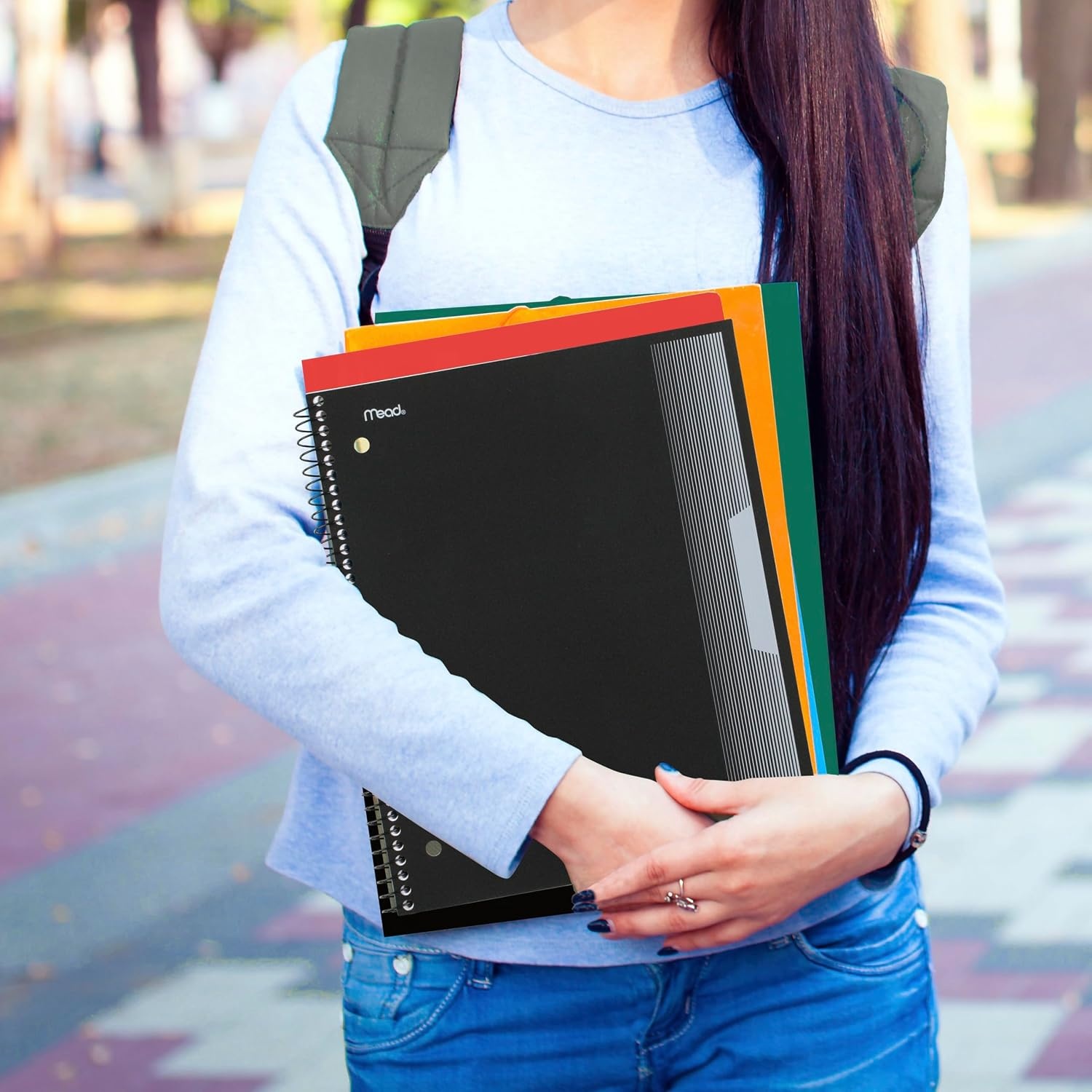 image:imageMead Spiral Notebook 5 Subject College Ruled Paper Plastic Cover 812 x 11 160 Sheets Black 820206FEBlack