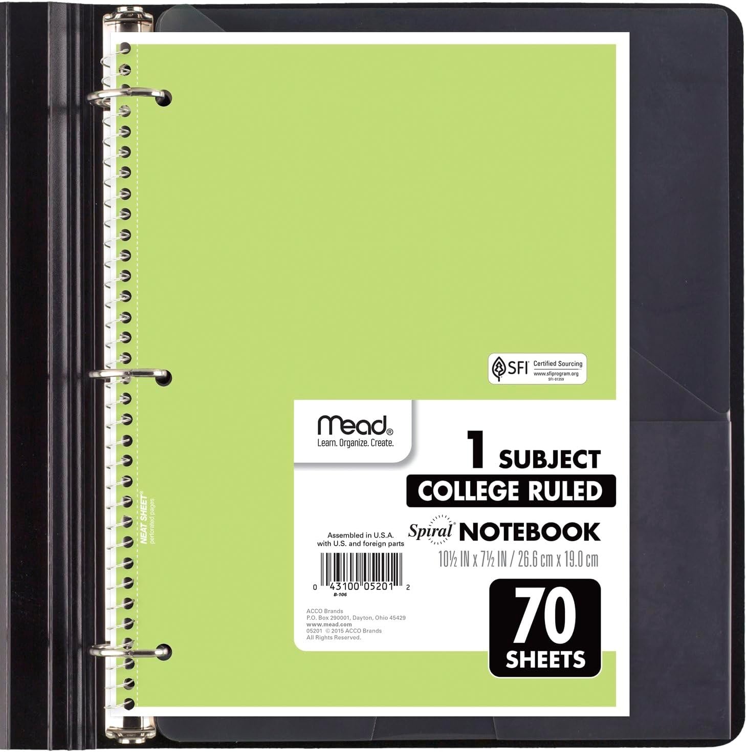 image:imageMead Spiral Notebook 6 Pack 1 Subject College Ruled Paper 712 x 1012 70 Sheets per Notebook Assorted Pastel Colors 830049Assorted Pastel