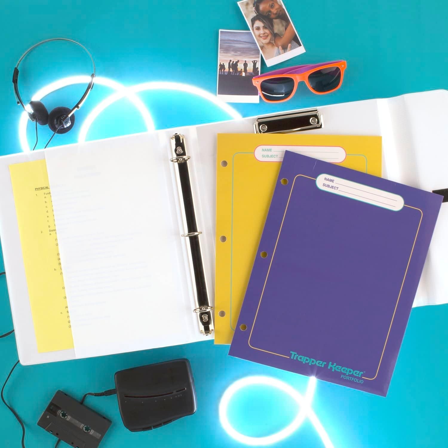 image:imageMead Trapper Keeper Binder Retro Design 1 Inch Binder with Folders and Pockets Holds 812 x 11 Paper Colorblock 260038FNECM
