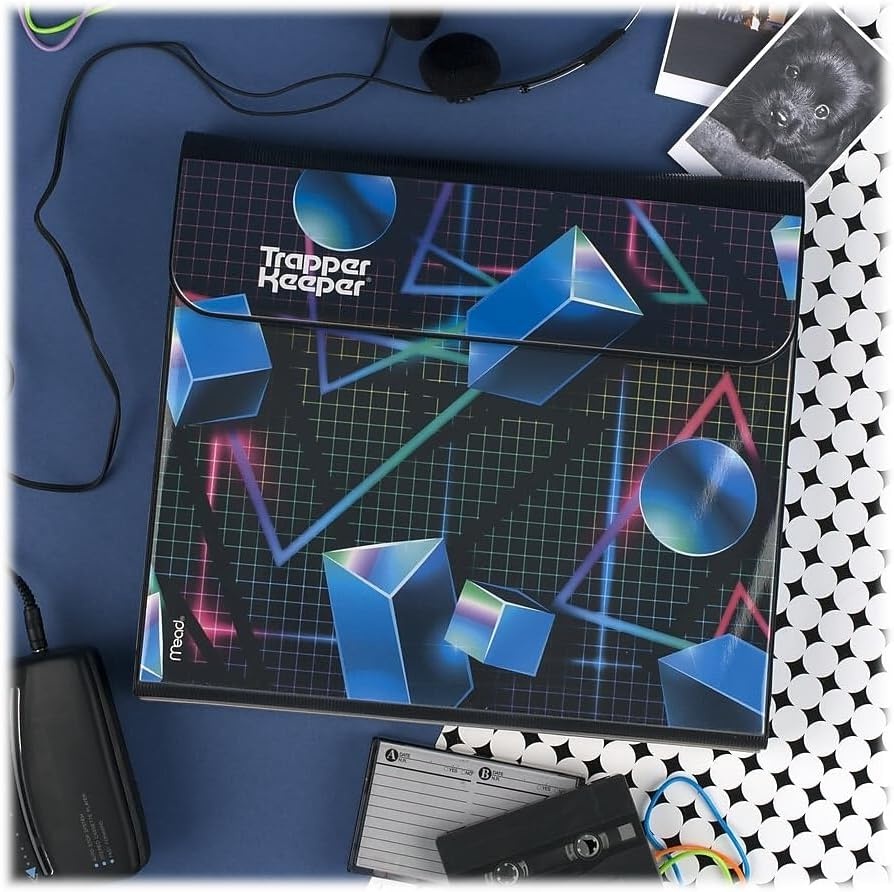 image:imageMead Trapper Keeper Binder Retro Design 1 Inch Binder with Folders and Pockets Holds 812 x 11 Paper Shapes 260038CQ1ECM