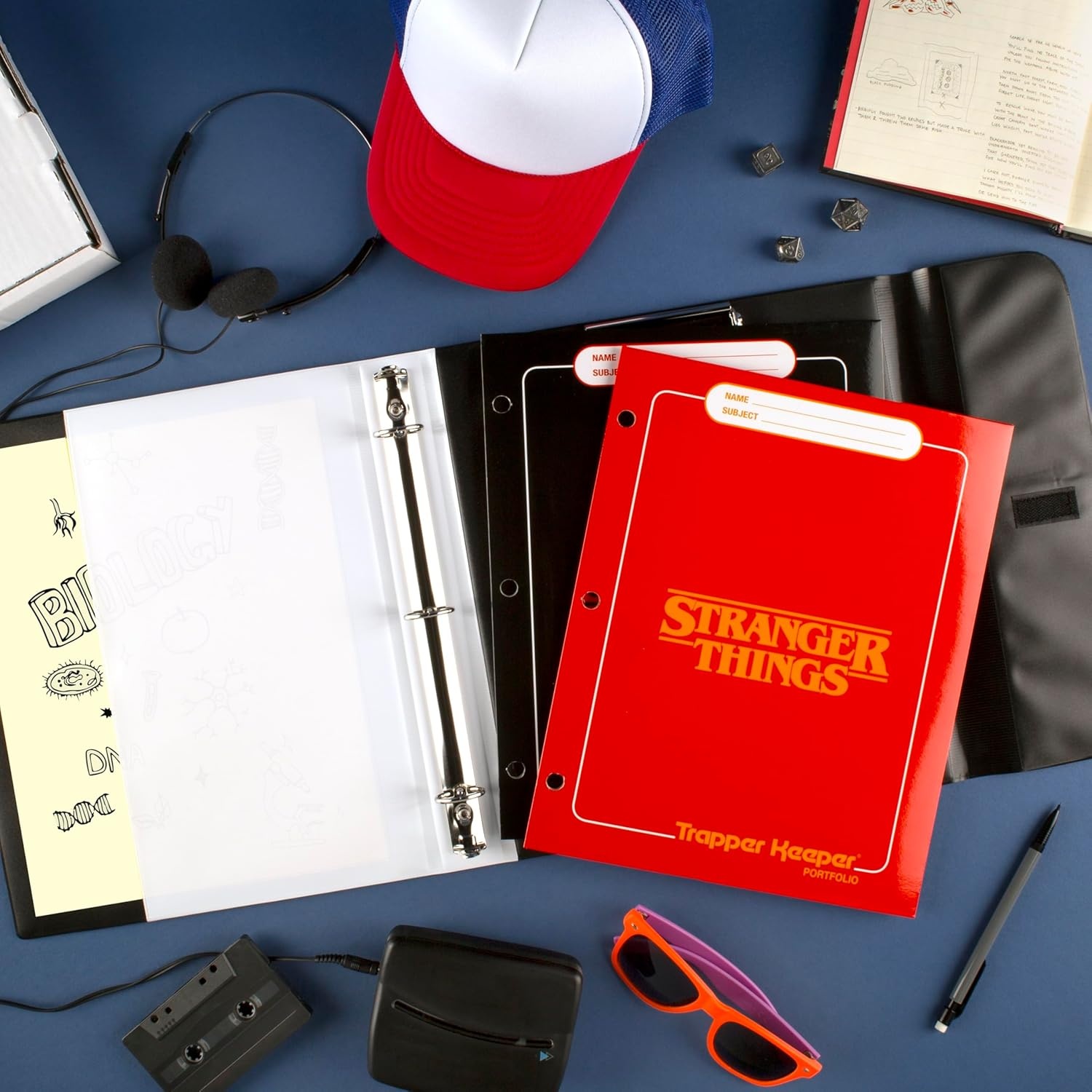 image:imageMead Trapper Keeper Binder Stranger Things 1 Inch Binder with Folders and Pockets Holds 812 x 11 Paper Neon 261138G25Creatures