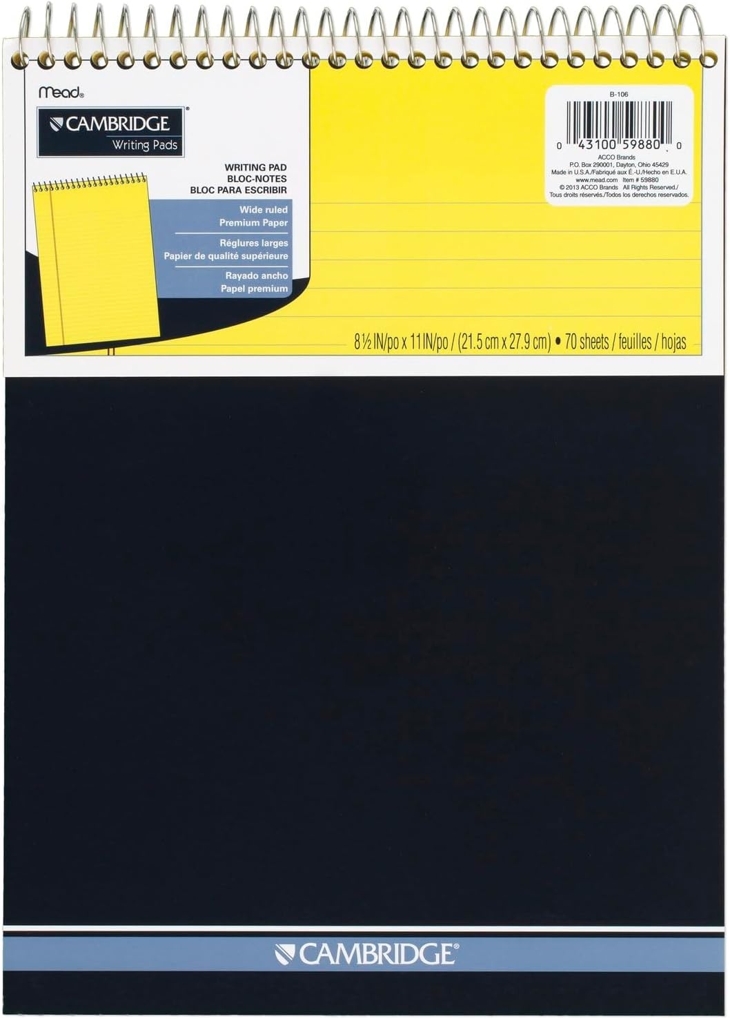 image:imageMead Writing Pads Wide Ruled Paper 812 x 11 70 Sheets Memo Pads Note Pads Steno Pads Yellow 59880Legal Ruled