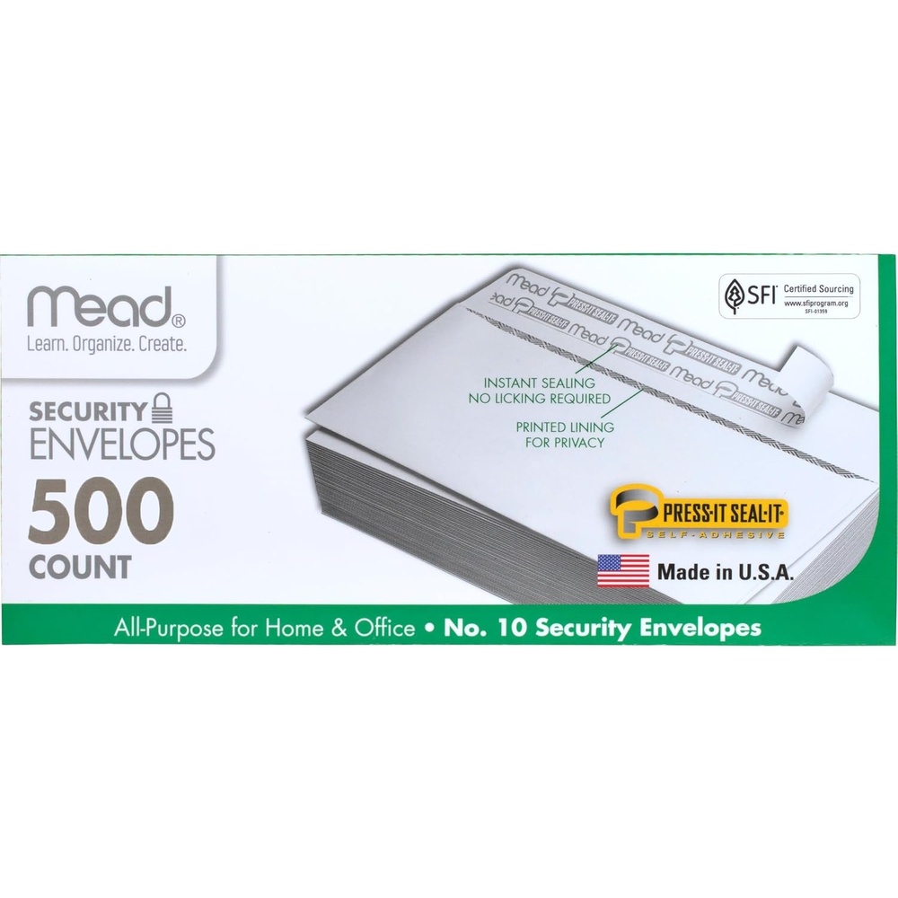 image:imageMead 10 Security Business Envelopes Letter Size 418 x 912  Peel and Seal Privacy Lined NoWindow PressIt SealIt SelfAdhesive for Home amp Office Mailing 200 Count 74202010 418 x 912  500 count