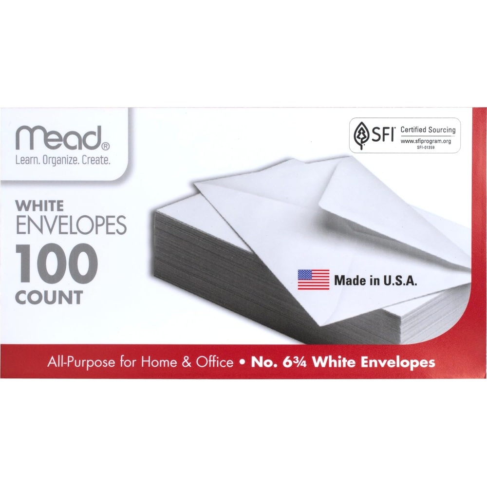 image:imageMead 100PK 6 White Envelope 75100 6 34 inch