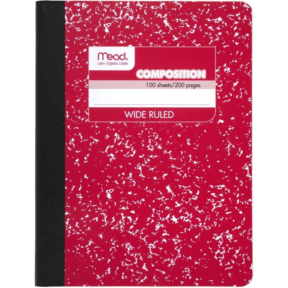 image:imageMead Composition Notebook 12 Pack Wide Ruled Paper 712 x 934 100 Sheets per Comp Book Colors Will Vary 963759Red Marble