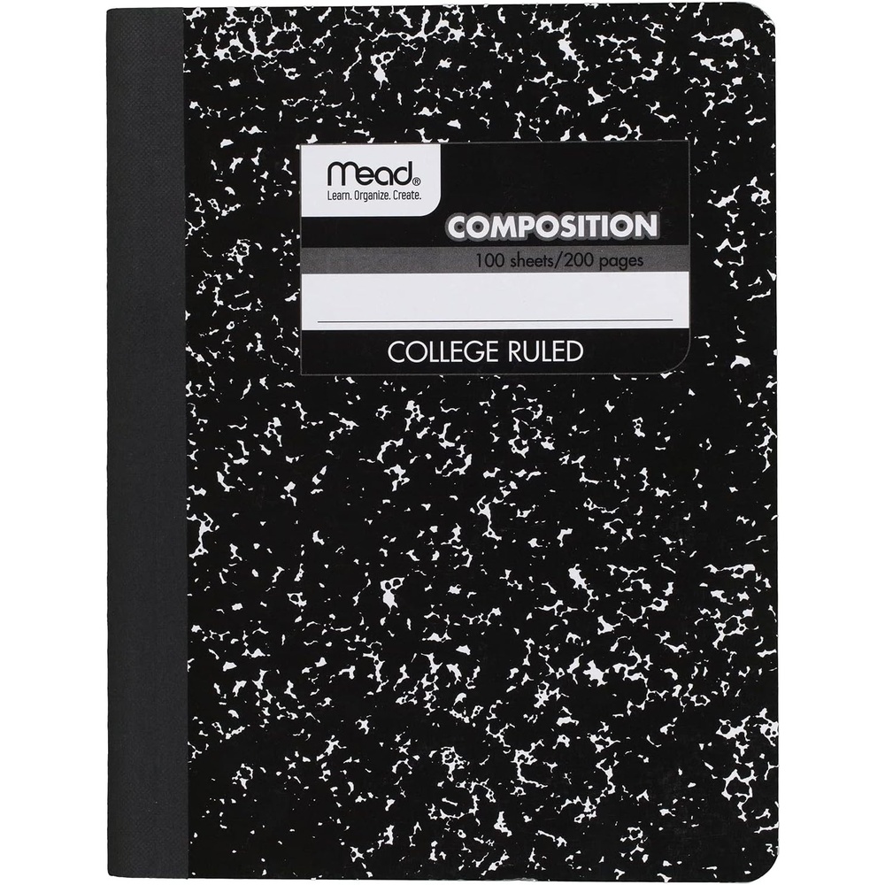 image:imageMead Composition Notebook 3 Pack College Ruled Paper 712 x 934 100 Sheets per Comp Book Black Marble 38111Black