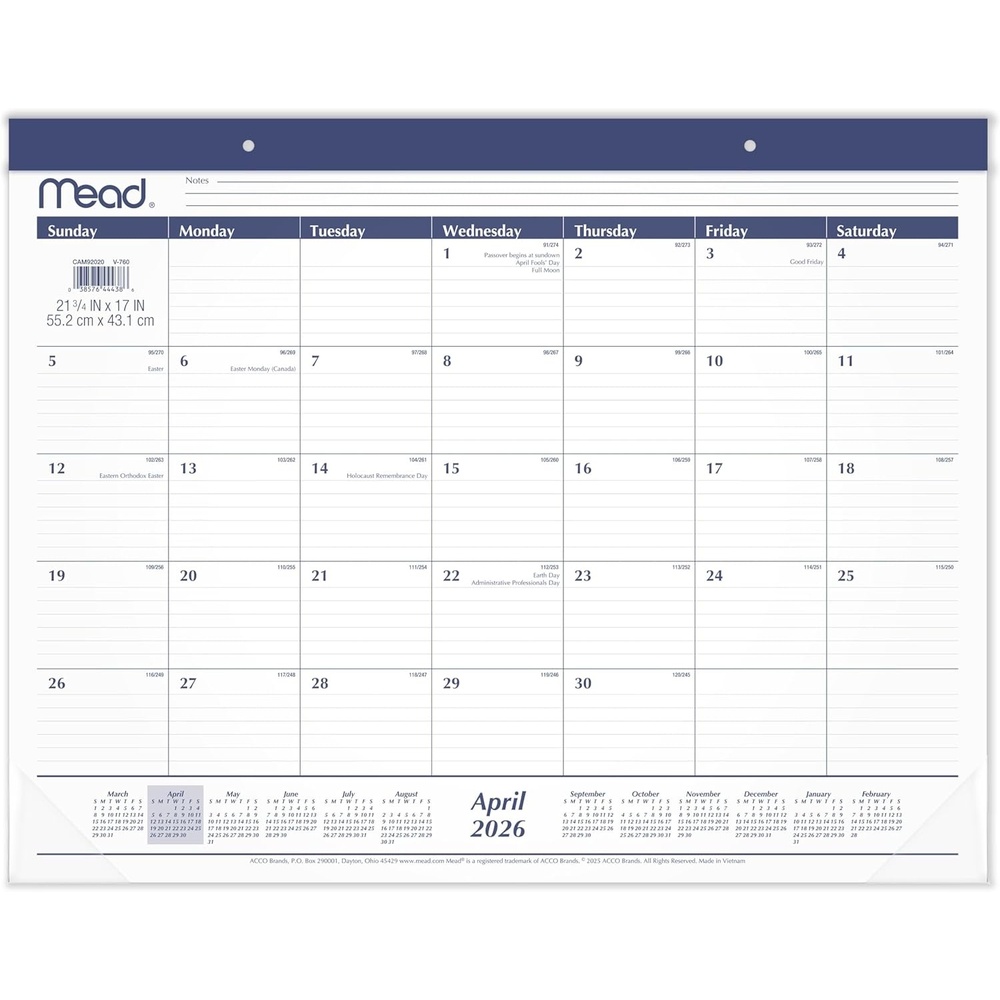 image:imageMead Desk Calendar 20262027 Planning Pad Academic 15Month AprilJune Monthly 1775 x 11 Compact Ruled Daily Block CAM820052134W x 17H