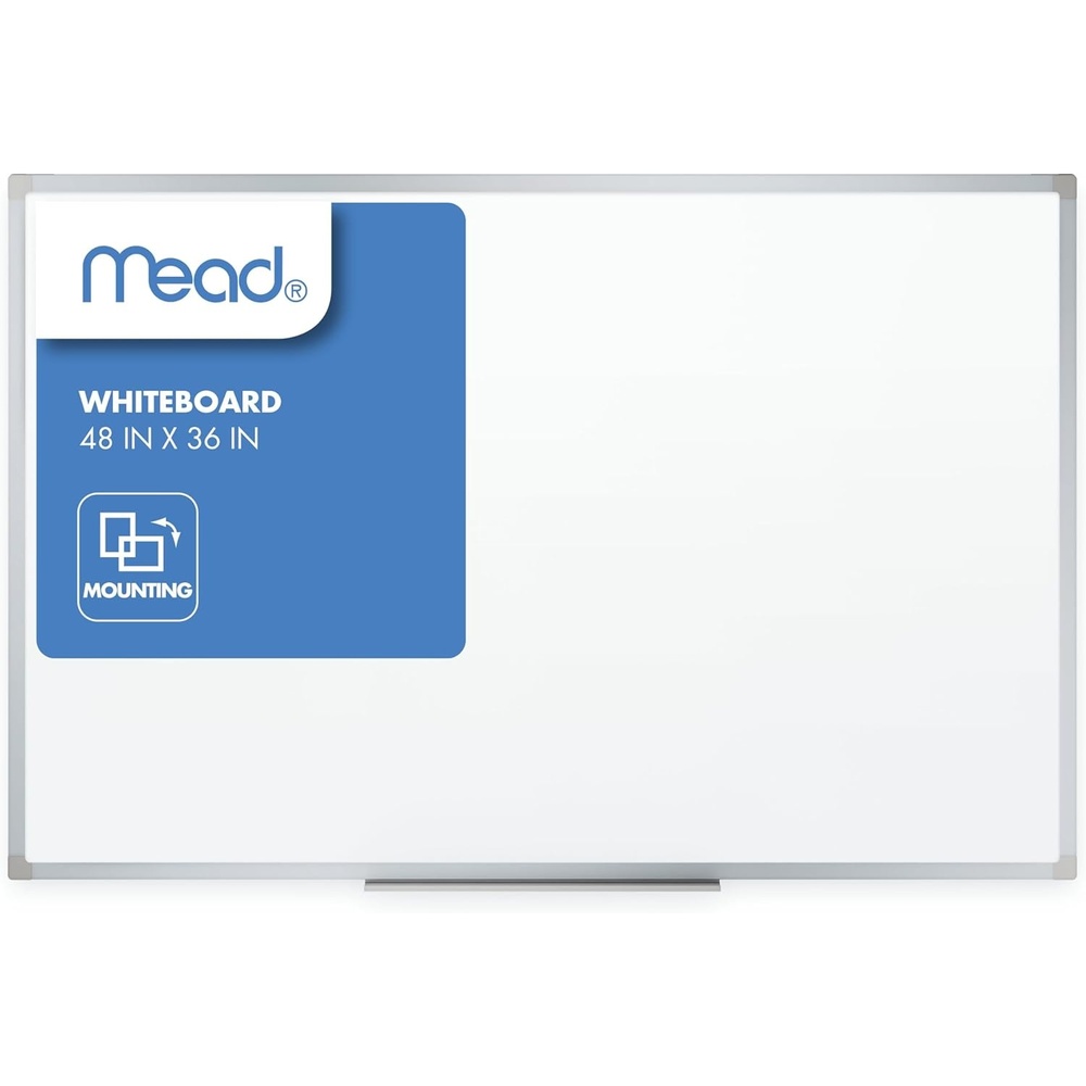 image:imageMead Dry Erase Board 72 x 48 NonMagnetic Whiteboard For Wall 6 x 4 WhiteSilver 85358N48W x 36H