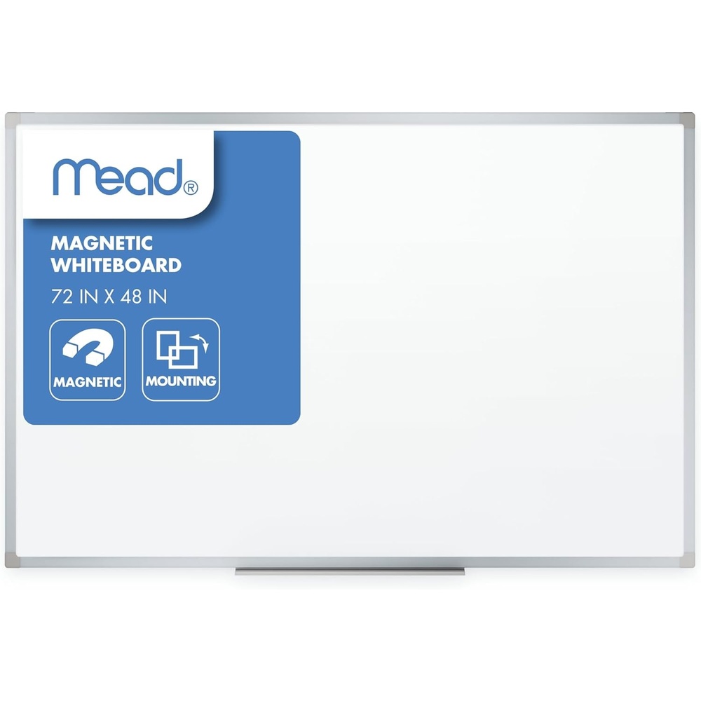image:imageMead Dry Erase White Board 72 x 48 Magnetic Whiteboard for Horizontal or Vertical Mount WhiteSilver SM8535872W x 48H