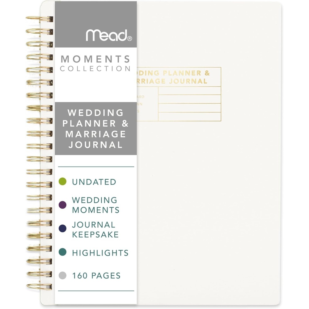 image:imageMead Pet Planner Notebook 6 x 85 160 Pages Vegan Leather Flexible Cover Mead Moments Collection BlueGold XC0070FWedding Marriage
