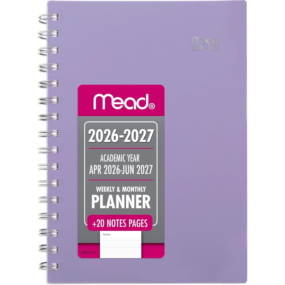 image:imageMead Planner 20262027 Weekly amp Monthly Academic 15Month AprilJune 55 x 85 Composure Blue CAW42020Lilac