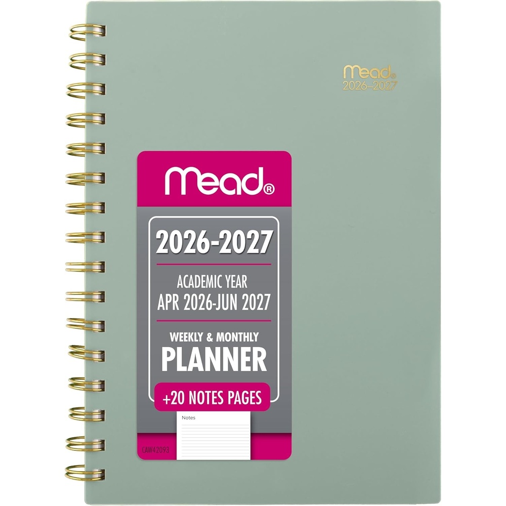image:imageMead Planner 20262027 Weekly amp Monthly Academic 15Month AprilJune 55 x 85 Composure Blue CAW42020Soft Grass