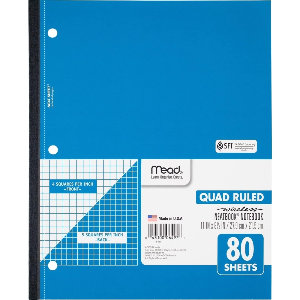 image:imageMead Spiral Notebook 1 Subject Graph Ruled Paper 712 x 1012 100 Sheets Green 05676AC5Color Selected for You