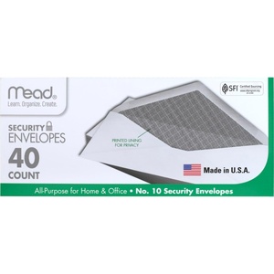 Mead #10 Envelopes, Letter Size, 4-1/8″ x 9-1/2″, Security Printed Lining for Privacy, Gummed Closure, Windowless, White All-Purpose for Home & Office Mail, 40 Count (75214)(#10 (4-1/8″ x 9-1/2″))