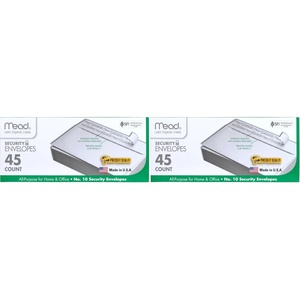 Mead #10 Security Business Envelopes Letter Size 4-1/8″ x 9-1/2″ – Peel and Seal, Privacy Lined, No-Window, Press-It Seal-It Self-Adhesive for Home & Office Mailing, 200 Count (742020)(#10 (4-1/8″ x 9-1/2″) – 90 count)