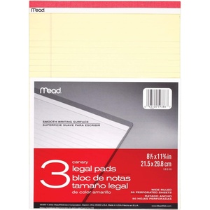 Mead Canary Junior Legal Pads, 5 x 8 Inch, 4 Pack 50 Sheets (59382)(8-1/2″ x 11-3/4″ (Pack of 6))