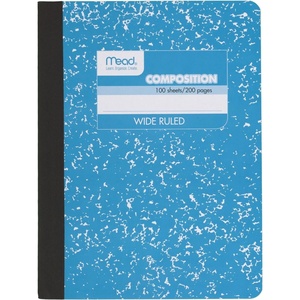 Mead Composition Notebook, 12 Pack, Wide Ruled Paper, 7-1/2″ x 9-3/4″, 100 Sheets per Comp Book, Colors Will Vary (963759)(Blue Marble)