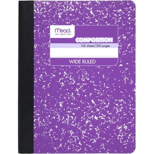 Mead Composition Notebook, 12 Pack, Wide Ruled Paper, 7-1/2″ x 9-3/4″, 100 Sheets per Comp Book, Colors Will Vary (963759)(Purple Marble)