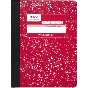 Mead Composition Notebook, 12 Pack, Wide Ruled Paper, 7-1/2″ x 9-3/4″, 100 Sheets per Comp Book, Colors Will Vary (963759)(Red Marble)