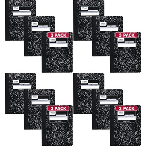 Mead Composition Notebook, Wide Ruled Paper, 7.5″ x 9.75″, 100 Sheets, Black Marble (09910)(3 Count (Pack of 4))