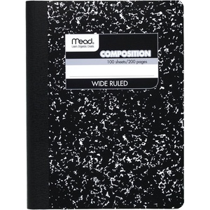 Mead Composition Notebook, Wide Ruled Paper, 7.5″ x 9.75″, 100 Sheets, Black Marble (09910)(Pack of 1)