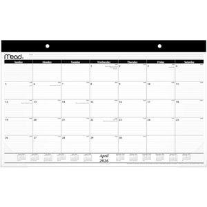 Mead Desk Calendar 2026-2027 Planning Pad, Academic 15-Month April-June, Monthly, 17.75″ x 11″ Compact, Ruled Daily Block (CAM82005)(17-3/4″W x 11″H)