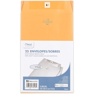Mead Envelopes, 6″ x 9″, Clasp Closure, Brown Kraft All-Purpose 24-lb Paper Mailing Envelopes, 25 Count (76018)(6″ x 9″)