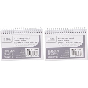 Mead Index Cards, 3″ x 5″, Ruled Front, Blank Back, 50 Cards, White (63130)(1 Count (Pack of 2))