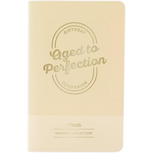 Mead Level Up Gaming Companion Notebook Journal, 3.5″ x 5.5″, 48 Pages, Flexible Cover, Mead Moments Collection, Gray/Gold (XC0103F)(Aged to Perfection Birthday)