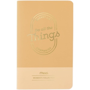 Mead Level Up Gaming Companion Notebook Journal, 3.5″ x 5.5″, 48 Pages, Flexible Cover, Mead Moments Collection, Gray/Gold (XC0103F)(Do All the Things Bucket List)
