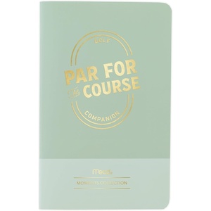 Mead Level Up Gaming Companion Notebook Journal, 3.5″ x 5.5″, 48 Pages, Flexible Cover, Mead Moments Collection, Gray/Gold (XC0103F)(Par for the Course Golf)