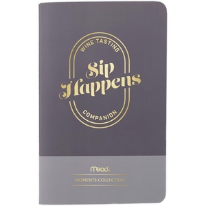 Mead Level Up Gaming Companion Notebook Journal, 3.5″ x 5.5″, 48 Pages, Flexible Cover, Mead Moments Collection, Gray/Gold (XC0103F)(Sip Happens Wine Tasting)