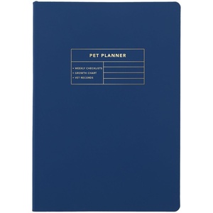Mead Pet Planner Notebook, 6″ x 8.5″, 160 Pages, Vegan Leather, Flexible Cover, Mead Moments Collection, Blue/Gold (XC0070F)(Pet Journal)