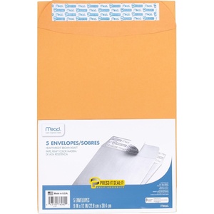 Mead Press It-Seal-It Envelopes (MEA76080), Kraft, 9 x 12 Inches