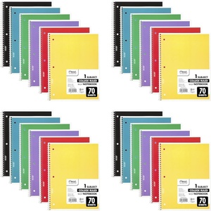 Mead Spiral Notebook, 1 Subject, College Ruled Paper, 7-1/2″ x 10-1/2″, 70 Sheets per Notebook, Colors Will Vary, 6 Pack (73065)(Pack of 24)
