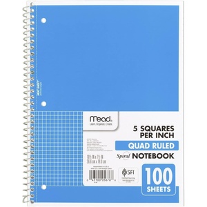 Mead Spiral Notebook, 1 Subject, Graph Ruled Paper, 7-1/2″ x 10-1/2″, 100 Sheets, Green (05676AC5)(Blue)