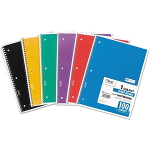 Mead Spiral Notebook, 4 Pack, 1 Subject, Wide Ruled Paper, 7-1/2″ x 10-1/2″, 70 Sheets per Notebook, Colors Will Vary (930200-ECM25)(Color Selected For You)