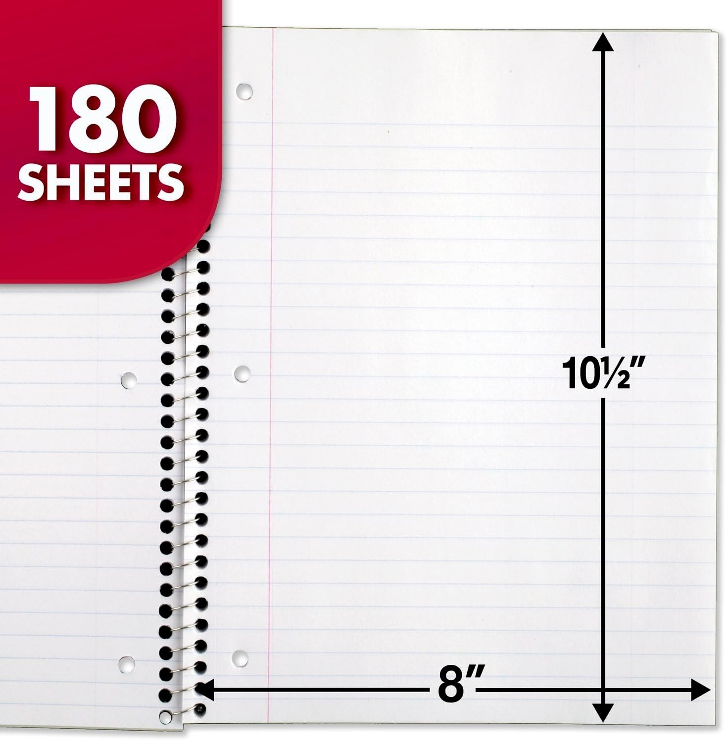 image:imageMead Spiral Notebook 5 Subject Wide Ruled Paper 712x 1012 180 Sheets Color Will Vary 93020525Pack of 1
