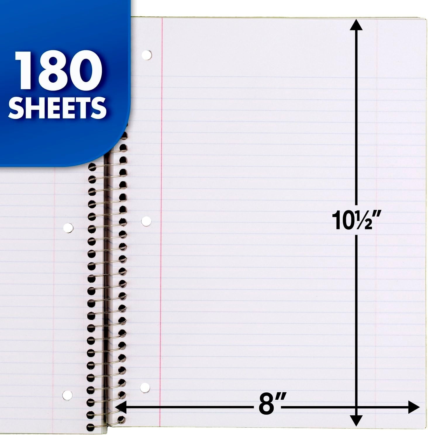 image:imageMead Spiral Notebook 5 Subject Wide Ruled Paper 712x 1012 180 Sheets Color Will Vary 93020525Pack of 1