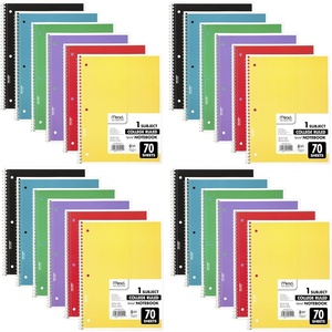 Mead Spiral Notebooks, 24 Pack, 1 Subject, College Ruled Paper, 7-1/2″ x 10-1/2″, 70 Sheets per Notebook, Colors Will Vary (830062-ECM25)