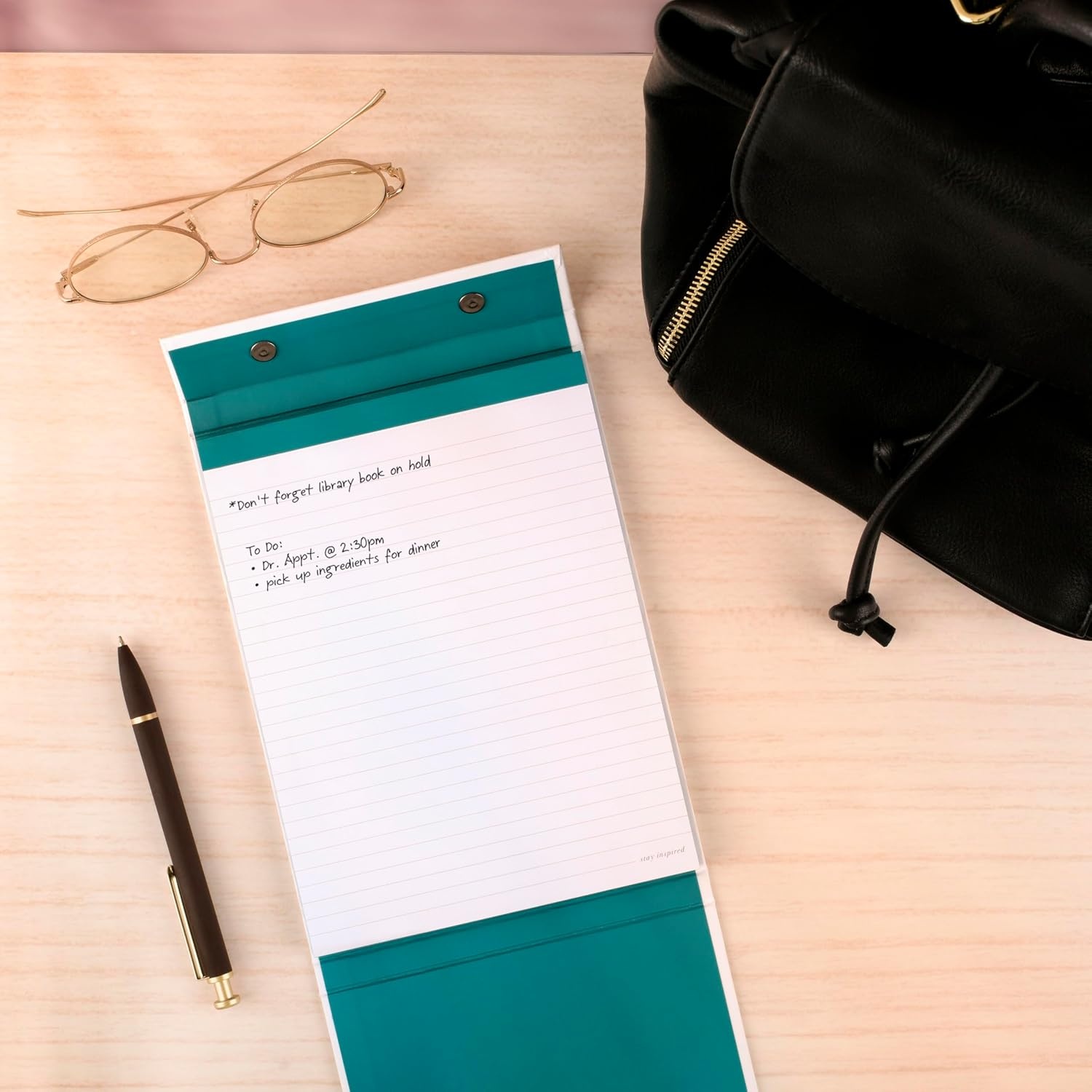 image:imageMead Notepad 6 x 8 Flip Journal Ruled Paper 80 Sheets Magnetic Closure Hardcover West Village White WV0052F