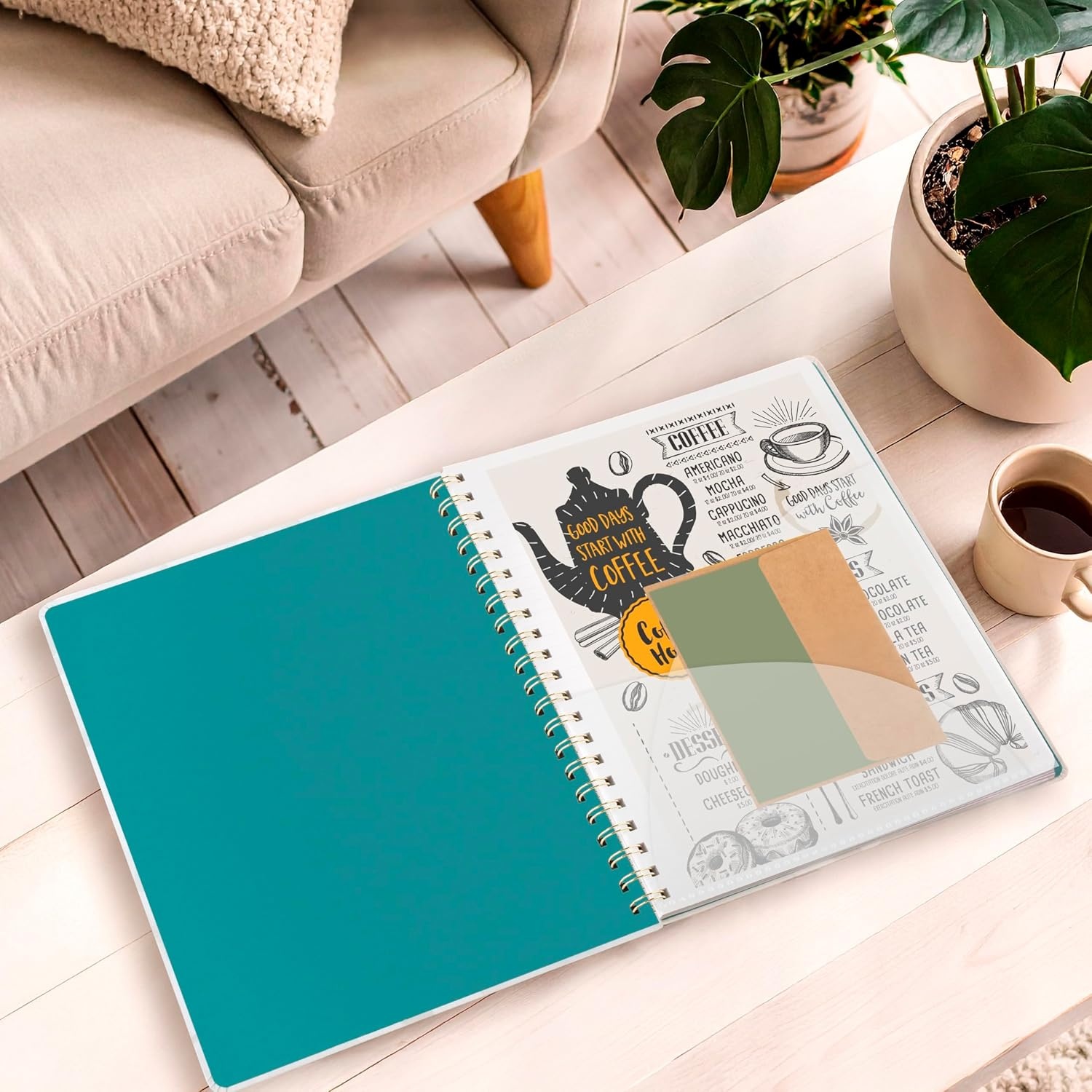 image:imageMead Spiral Notebook 9 x 11 160 Pages Hardcover West Village White Floral WV0059F
