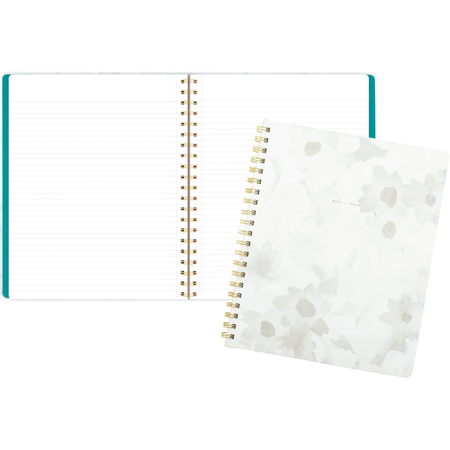 image:imageMead Spiral Notebook 9 x 11 160 Pages Hardcover West Village White Floral WV0059F