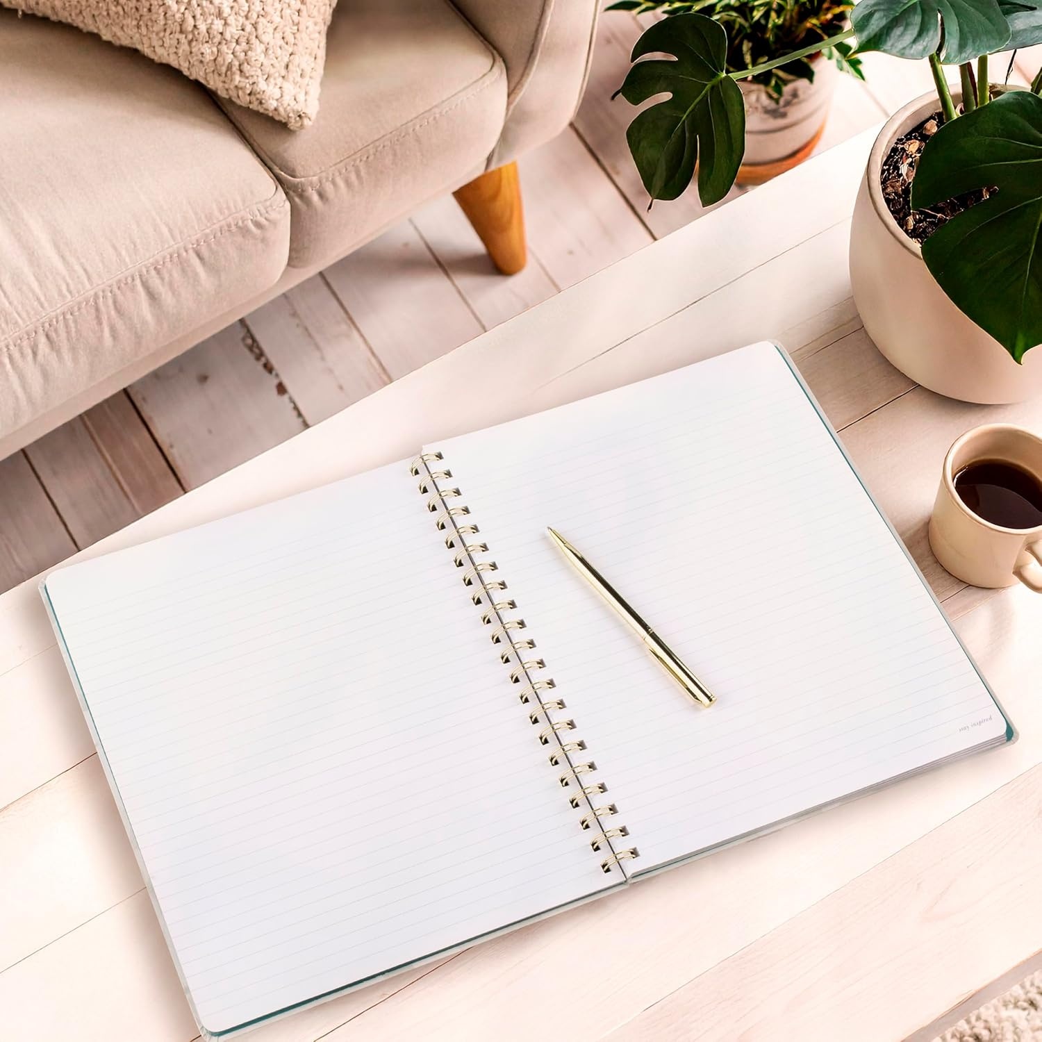 image:imageMead Spiral Notebook 9 x 11 160 Pages Hardcover West Village White Floral WV0059F
