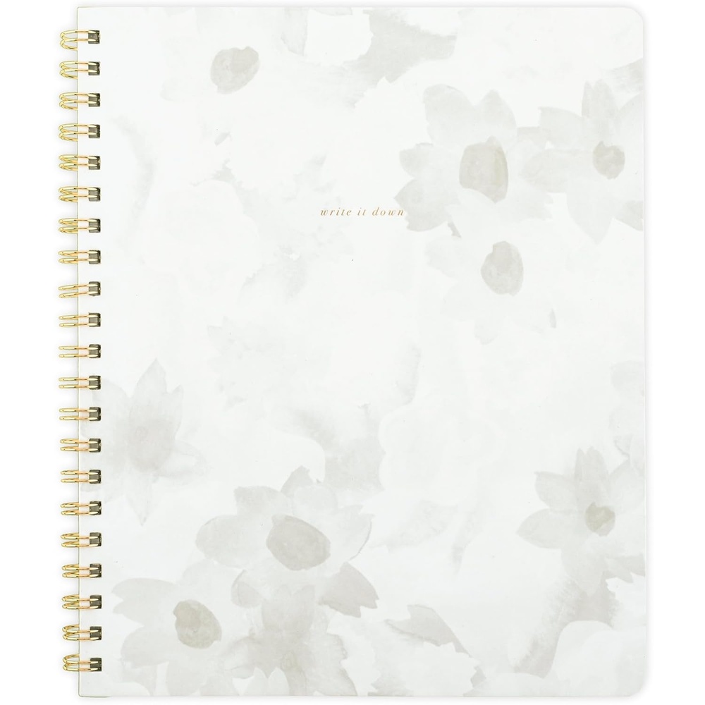 image:imageMead Spiral Notebook 9 x 11 160 Pages Hardcover West Village White Floral WV0059F